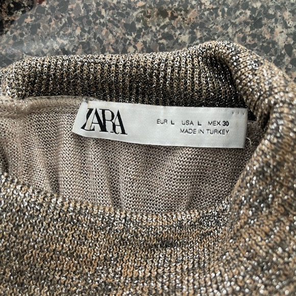 Zara Ruffled Knit Metallic Treads Dress Women Size L US - Picture 10 of 10